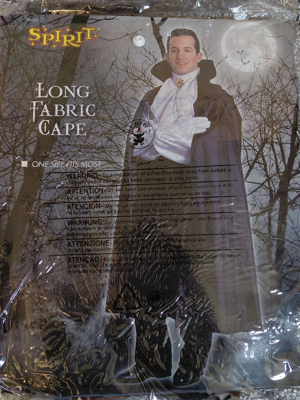 Spirit Long Black Fabric Cape for Men #11011